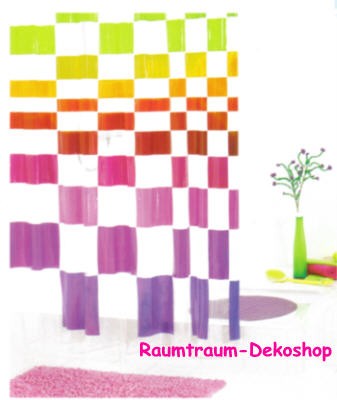 Batex DUSCHVORHANG transparent Vinyl Raster 180x200 Orange Rot Pink