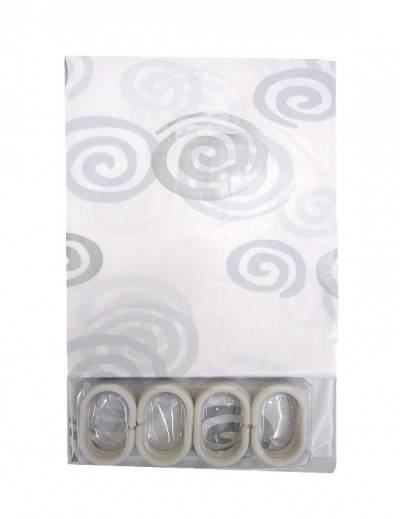 Interior Duschvorhang Weiss Grau Vinyl 180x180 m. Ringen