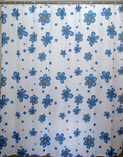 Interior Duschvorhang Blau Blumen 180x180 textil m. Ringen